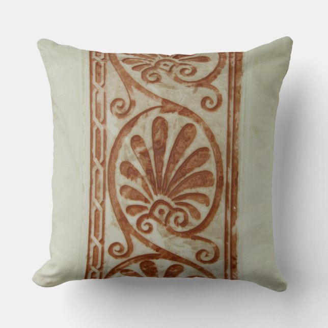 Ornamental Mediterranean Brown Border Throw Pillow (Front)