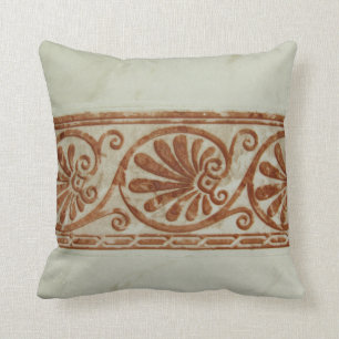 Ornamental Mediterranean Brown Border Throw Pillow