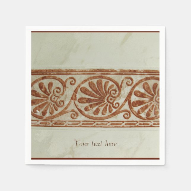 Ornamental Mediterranean Brown Border with Text Napkin (Front)