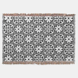 Ornamental Moroccan Tile Pattern Throw Blanket