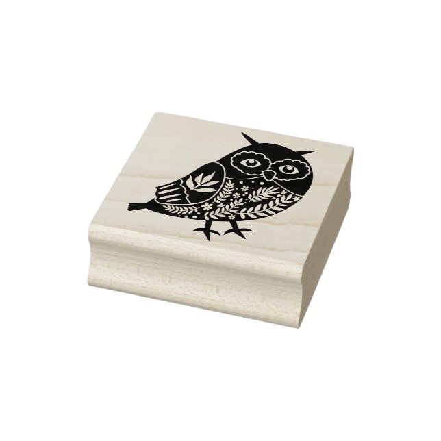 Ornamental Owl Wooden Rubber Art Stamp (Stamp)