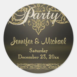 Ornamental Party Classic Round Sticker