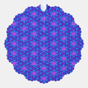 Ornamental pattern in hot pink and bright blue ornament card