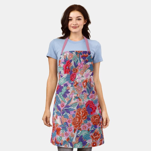 Ornamental pattern in striking colors apron (Worn)