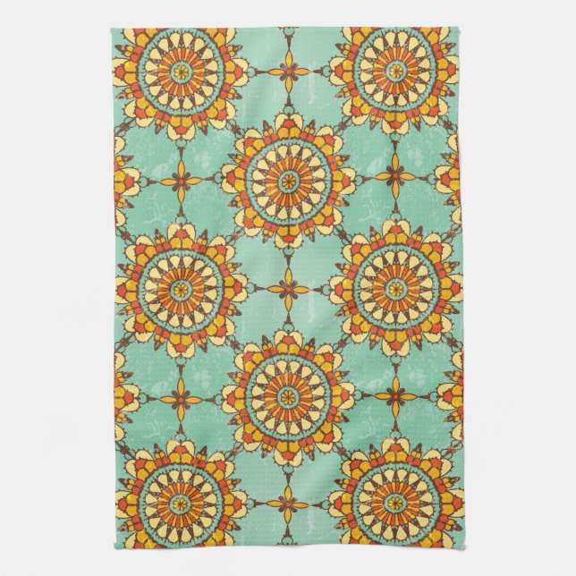 Ornamental pattern kitchen towel (Vertical)