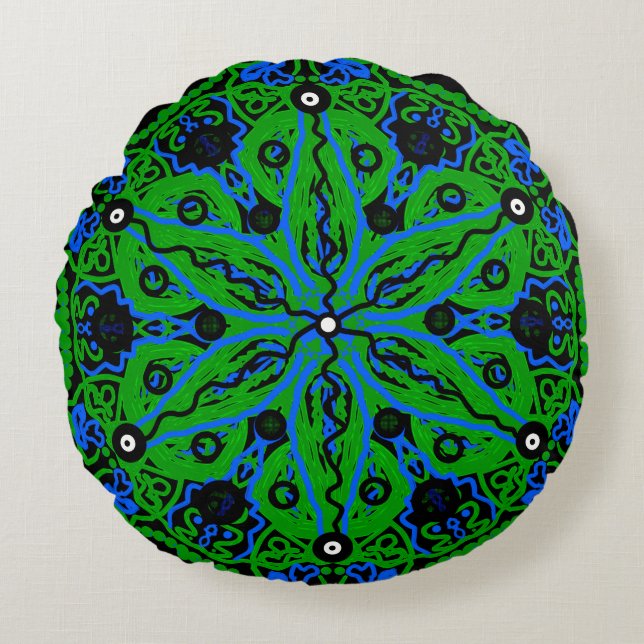 Ornamental patterned round pillow (Front)