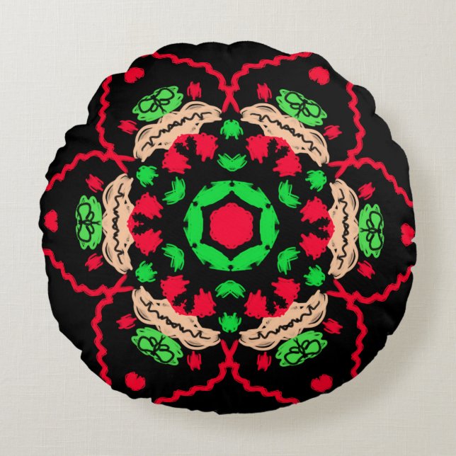 Ornamental patterned round pillow (Front)