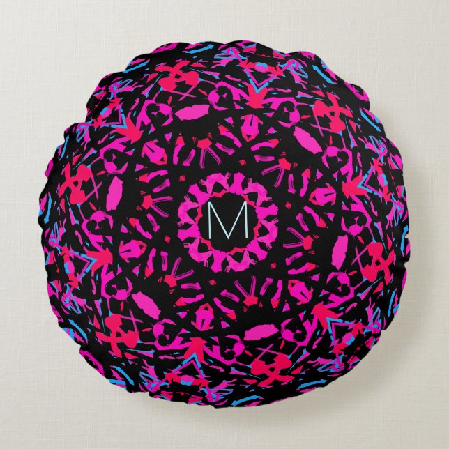 Ornamental patterned round pillow (Front)