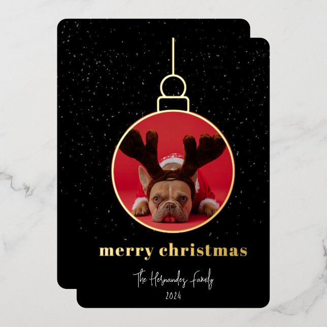 Ornamental Photo Frame Foil Holiday Card (Front/Back)