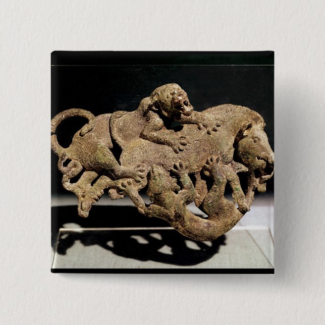 Ornamental plaque depicting a wild boar 2 inch square button (Front)