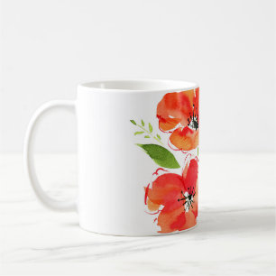 Ornamental Poppy Watercolor: Isolated Bouquet Coffee Mug