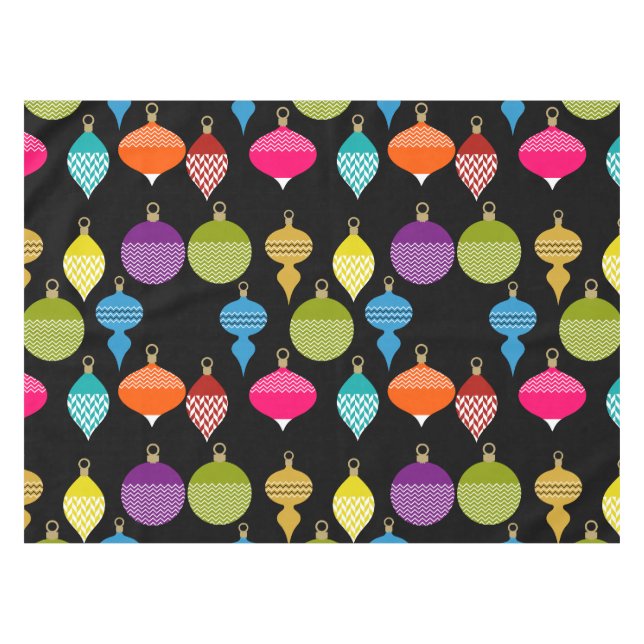 Ornamental Retro Christmas Decorative Ball Tablecloth (Front (Horizontal))