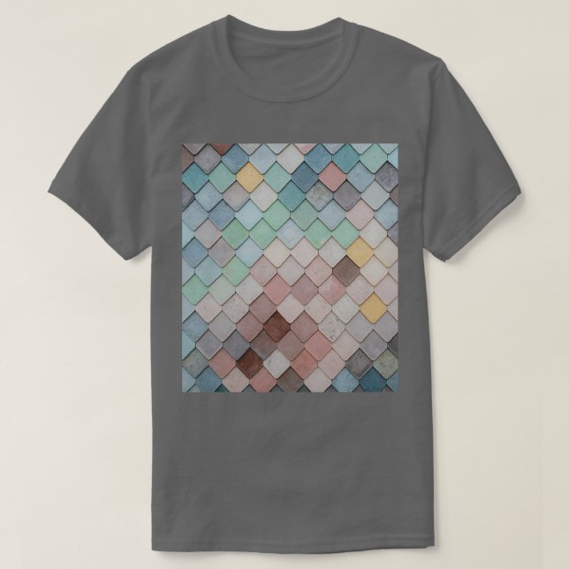 Ornamental Rooftop Tiles Pattern Design T-Shirt (Design Front)