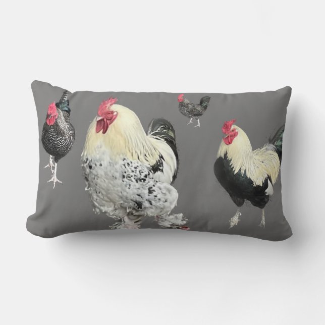 Ornamental Roosters Lumbar Pillow (Front)