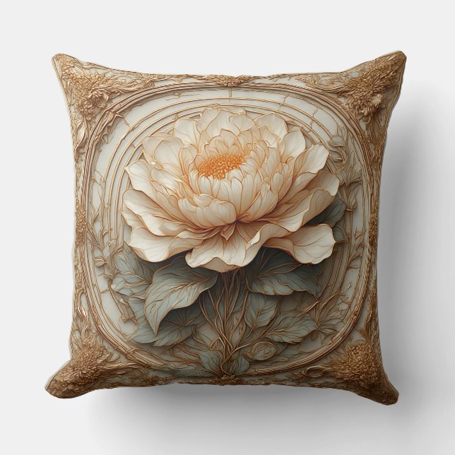 Ornamental Rose Design Throw Pillow (Front)