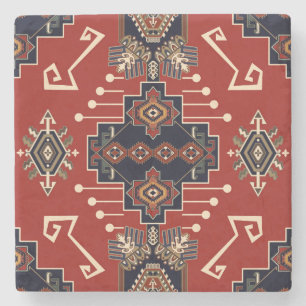 Ornamental Rug Design: Vintage Geometric. Stone Coaster