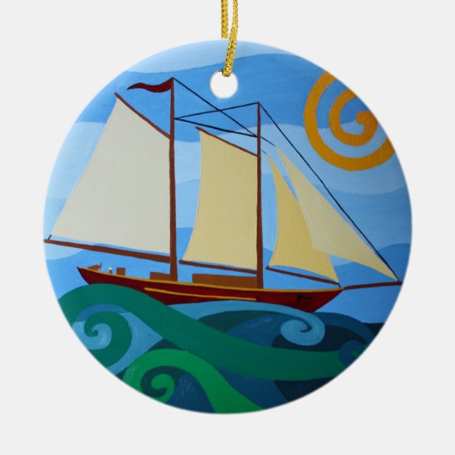 Ornamental Schooners Ceramic Ornament (Front)