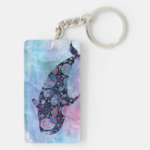 Ornamental Silhouette Whale Keychain