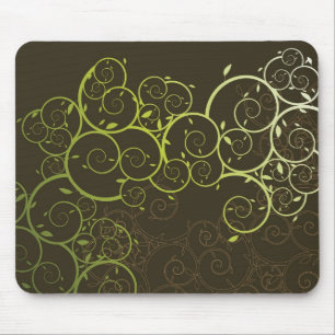 Ornamental Spiral Green Vines Pattern Mousepad