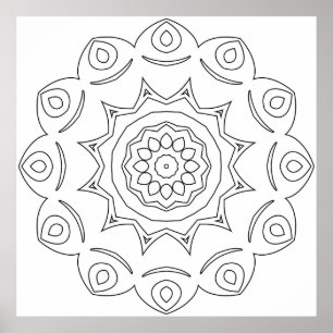Ornamental Star Mandala with Curved Motif Frame Poster