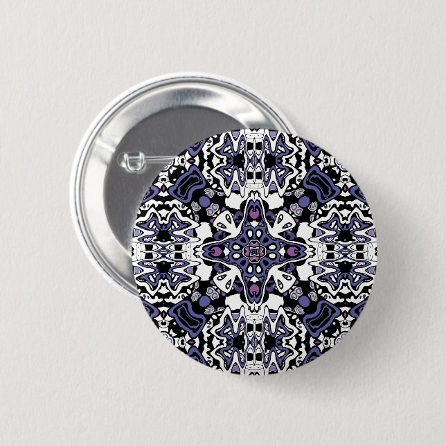 Ornamental style geometric moroccan kaliedoscope  2 inch round button (Front & Back)