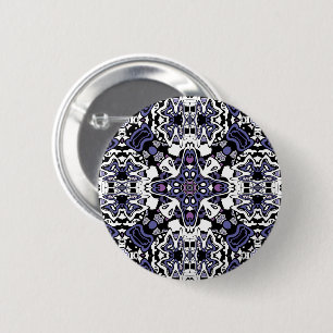 Ornamental style geometric moroccan kaliedoscope 2 inch round button