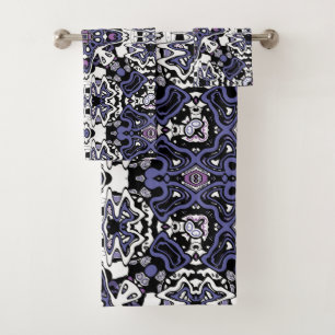 Ornamental style geometric moroccan kaliedoscope bath towel set