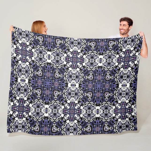 Ornamental style geometric moroccan kaliedoscope  fleece blanket (In Situ)