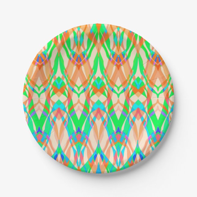 Ornamental style geometric moroccan kaliedoscope m paper plate (Front)