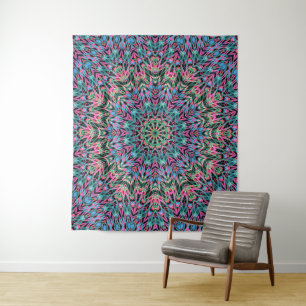 Ornamental style geometric moroccan kaliedoscope m tapestry