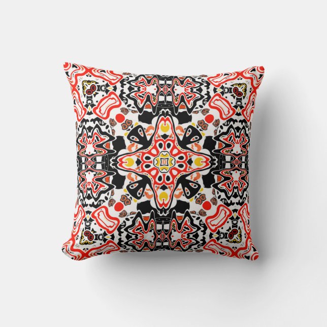 Ornamental style geometric moroccan kaliedoscope m throw pillow (Front)