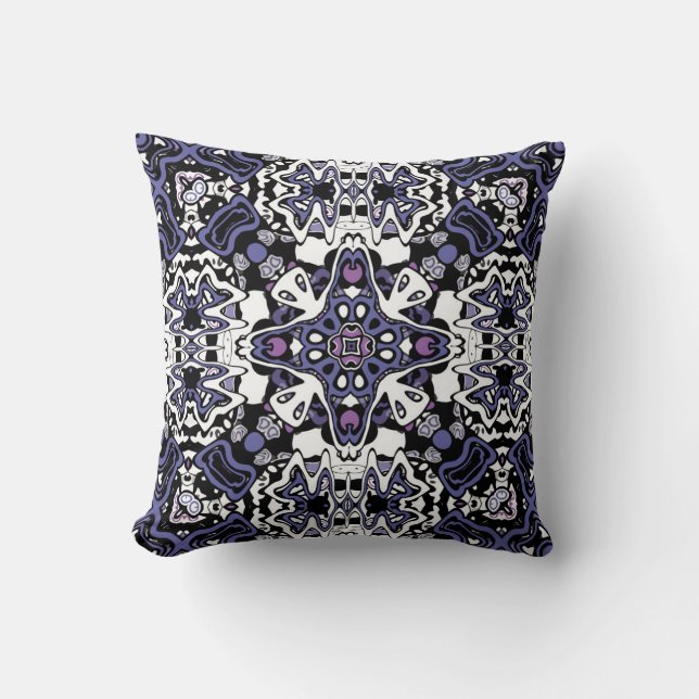 Ornamental style geometric moroccan kaliedoscope m throw pillow (Front)
