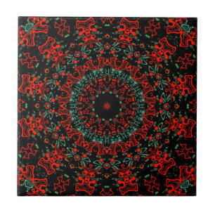 Ornamental style geometric moroccan kaliedoscope m tile