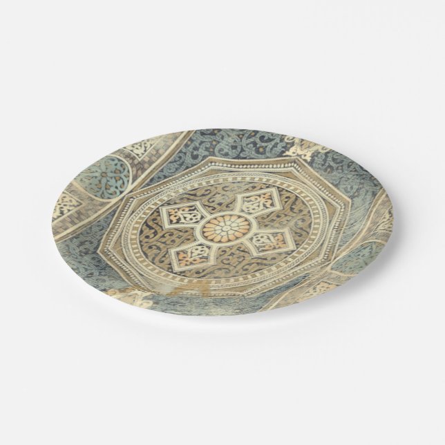 Ornamental Tapestry with Ornate Geometric Design Paper Plate (Angled)