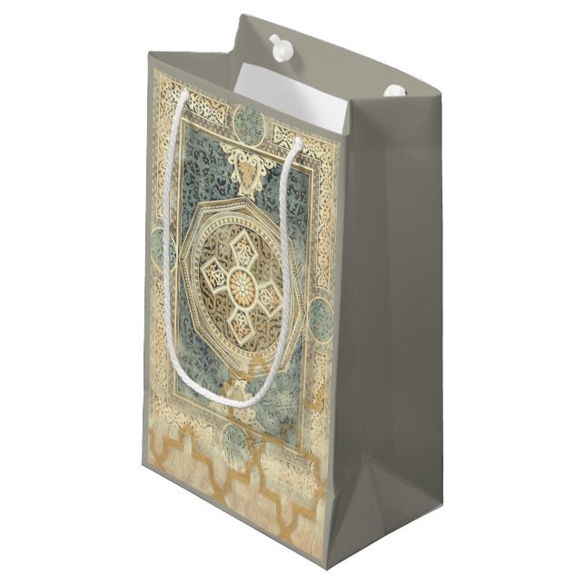Ornamental Tapestry with Ornate Geometric Design Small Gift Bag (Front Angled)