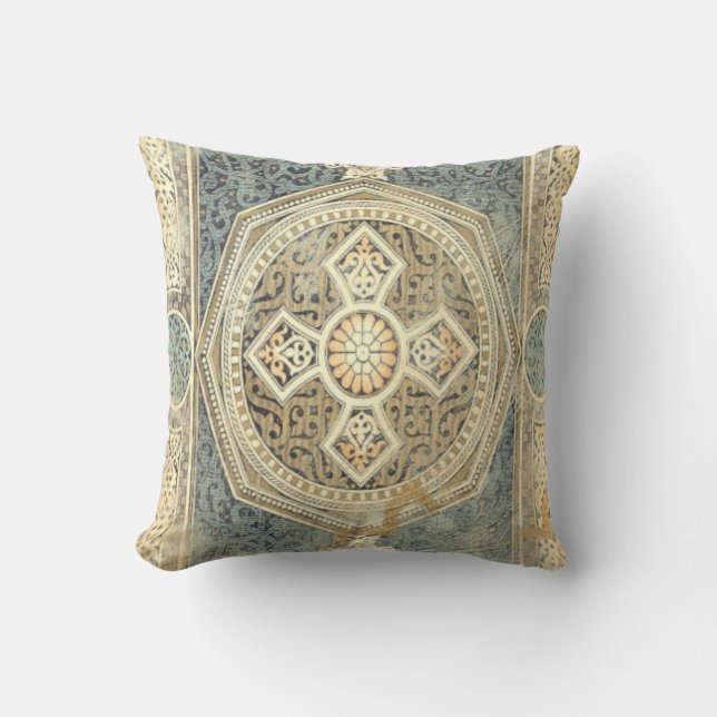 Ornamental Tapestry with Ornate Geometric Design Throw Pillow (Front)