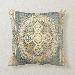 Ornamental Tapestry with Ornate Geometric Design Throw Pillow