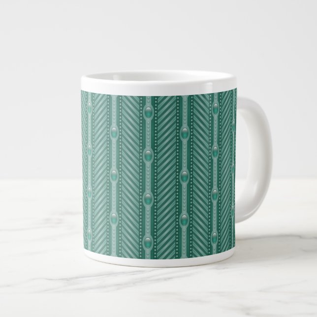 Ornamental Teal Pattern Large Coffee Mug (Front Right)