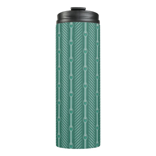 Ornamental Teal Pattern Thermal Tumbler (Front)