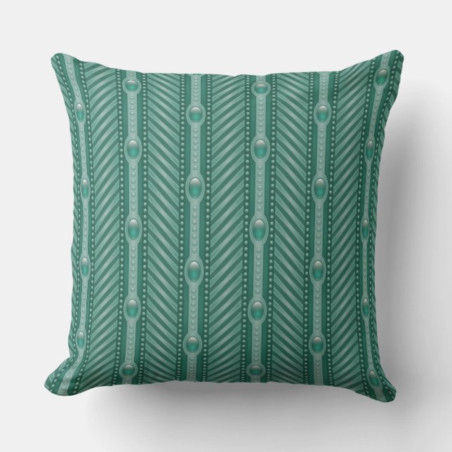 Ornamental Teal Pattern Throw Pillow (Front)