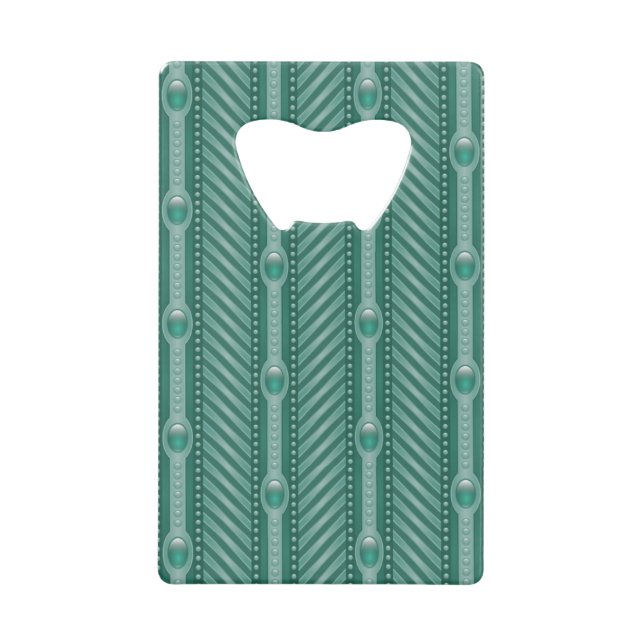Ornamental Teal Pattern Wallet Bottle Opener (Front)