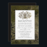 Ornamental Vintage Damask Bar Mitzvah Invitation<br><div class="desc">Distressed grunge damask bar mitzvah invitation customizable to your event specifics.</div>