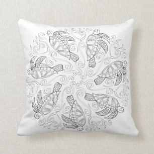 OrnaMENTALs #0026 Sea Turtle Splash Colour Your Throw Pillow