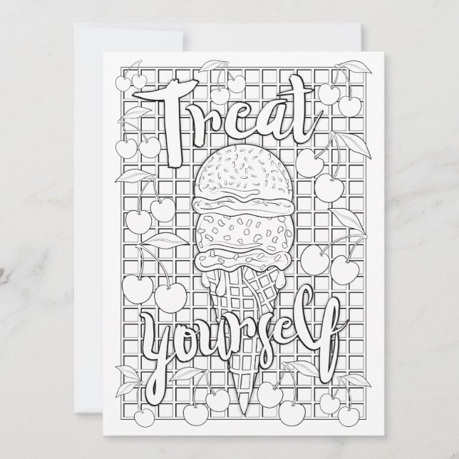 OrnaMENTALs Treat Yourself Colour Your Own Invitation (Front)