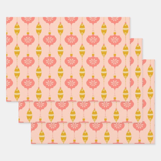 Ornaments and beads Pink gift wrap 3 pack (Set)