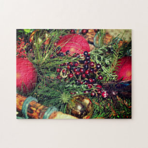 Ornaments And Berries Christmas Holiday Jigsaw Puzzle