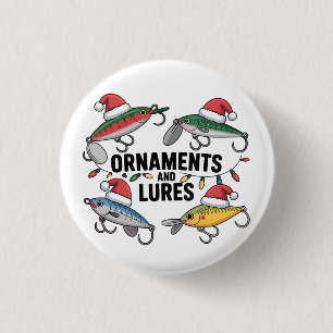 Ornaments and Lures Funny Christmas Santa Fishing  1 Inch Round Button