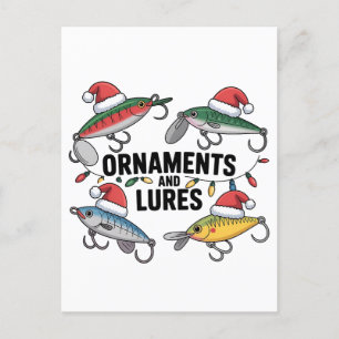 Ornaments and Lures Funny Christmas Santa Fishing  Invitation Postcard