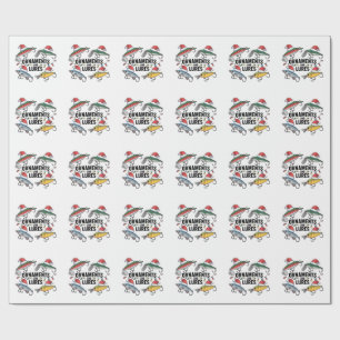 Ornaments and Lures Funny Christmas Santa Fishing  Wrapping Paper
