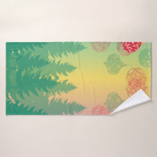 Ornaments and Pine Trees Northern Lights-Style Bath Towel Set